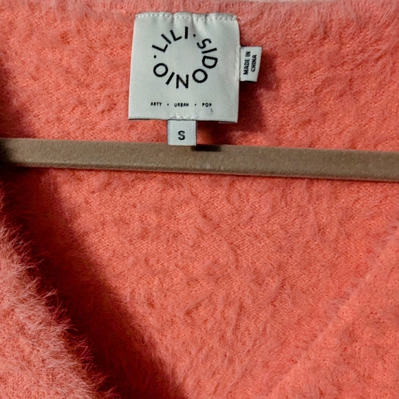 Anthropologie Lili Sidonio Fuzzy Wrap Crop Sweater, Pink, Women's Small - Picture 8 of 8